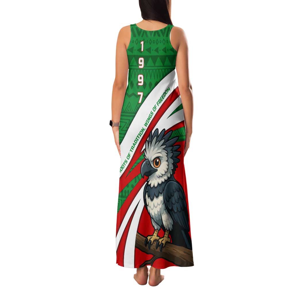 Indigenous Regions of Panama Ngabe-Bugle Family Matching Tank Maxi Dress and Hawaiian Shirt with Harpy Eagle Graphic and Green Red Tribal Pattern 1997 - Wonder Print Shop