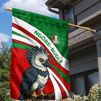 Indigenous Regions of Panama Ngabe-Bugle Garden Flag with Harpy Eagle Graphic and Green Red Tribal Pattern 1997 - Wonder Print Shop