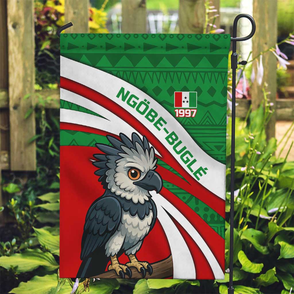 Indigenous Regions of Panama Ngabe-Bugle Garden Flag with Harpy Eagle Graphic and Green Red Tribal Pattern 1997 - Wonder Print Shop