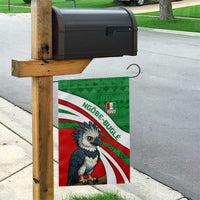 Indigenous Regions of Panama Ngabe-Bugle Garden Flag with Harpy Eagle Graphic and Green Red Tribal Pattern 1997 - Wonder Print Shop