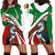 Indigenous Regions of Panama Ngabe-Bugle Hoodie Dress with Harpy Eagle Graphic and Green Red Tribal Pattern 1997 - Wonder Print Shop