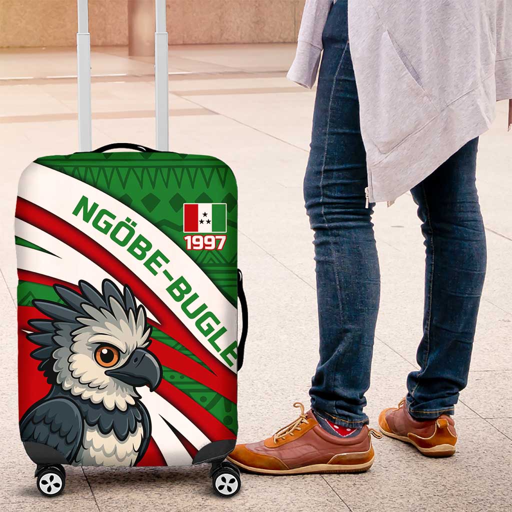 Indigenous Regions of Panama Ngabe-Bugle Luggage Cover with Harpy Eagle Graphic and Green Red Tribal Pattern 1997 - Wonder Print Shop