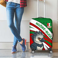 Indigenous Regions of Panama Ngabe-Bugle Luggage Cover with Harpy Eagle Graphic and Green Red Tribal Pattern 1997 - Wonder Print Shop