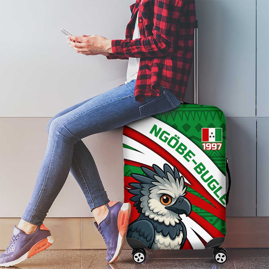 Indigenous Regions of Panama Ngabe-Bugle Luggage Cover with Harpy Eagle Graphic and Green Red Tribal Pattern 1997 - Wonder Print Shop