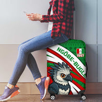 Indigenous Regions of Panama Ngabe-Bugle Luggage Cover with Harpy Eagle Graphic and Green Red Tribal Pattern 1997 - Wonder Print Shop