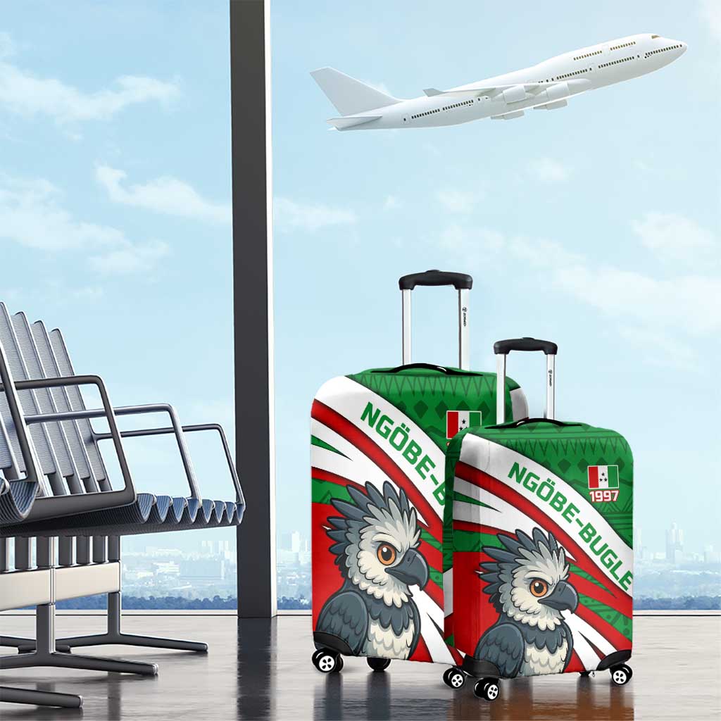 Indigenous Regions of Panama Ngabe-Bugle Luggage Cover with Harpy Eagle Graphic and Green Red Tribal Pattern 1997 - Wonder Print Shop