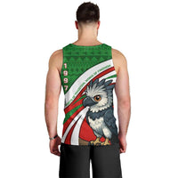 Indigenous Regions of Panama Ngabe-Bugle Men Tank Top with Harpy Eagle Graphic and Green Red Tribal Pattern 1997 - Wonder Print Shop