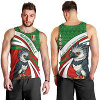 Indigenous Regions of Panama Ngabe-Bugle Men Tank Top with Harpy Eagle Graphic and Green Red Tribal Pattern 1997 - Wonder Print Shop