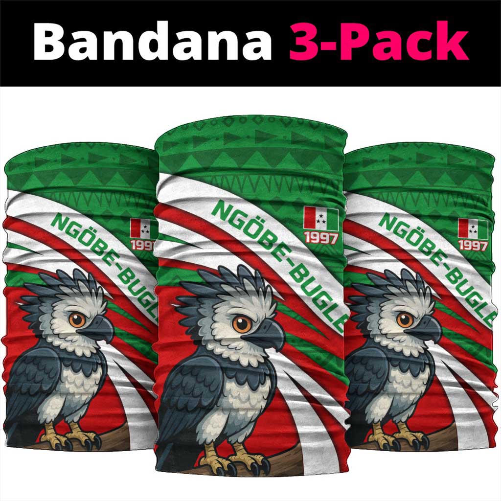 Indigenous Regions of Panama Ngabe-Bugle Neck Gaiter with Harpy Eagle Graphic and Green Red Tribal Pattern 1997 - Wonder Print Shop