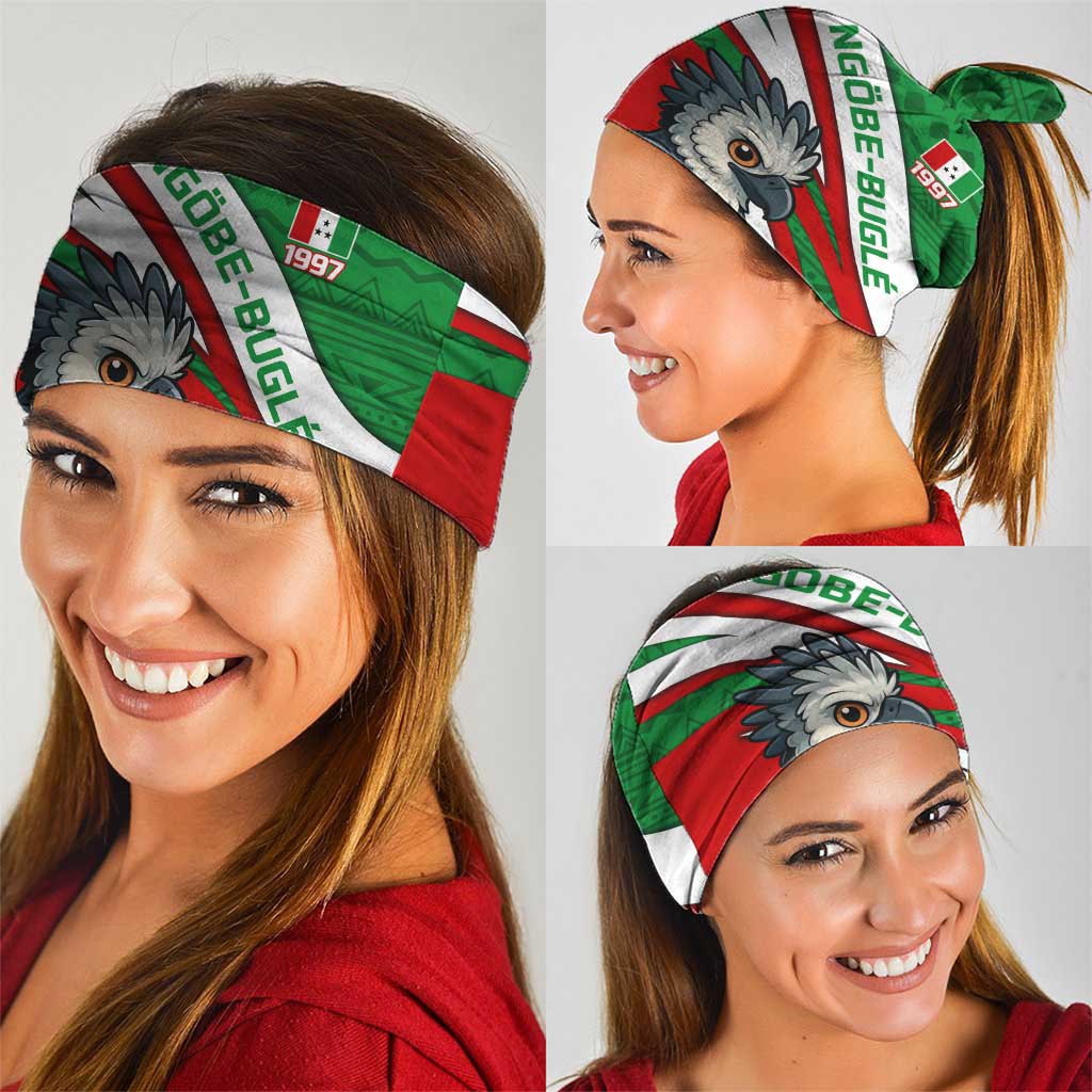 Indigenous Regions of Panama Ngabe-Bugle Neck Gaiter with Harpy Eagle Graphic and Green Red Tribal Pattern 1997 - Wonder Print Shop