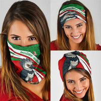 Indigenous Regions of Panama Ngabe-Bugle Neck Gaiter with Harpy Eagle Graphic and Green Red Tribal Pattern 1997 - Wonder Print Shop