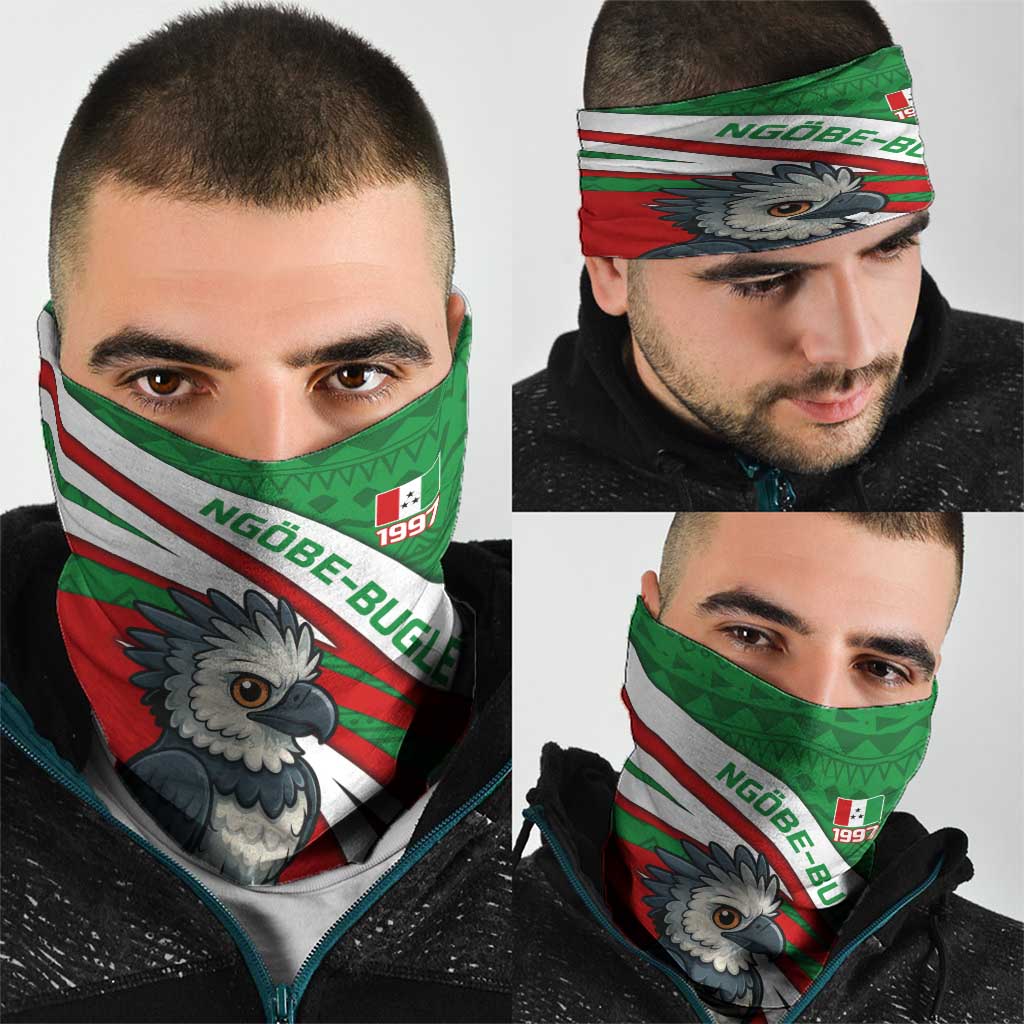 Indigenous Regions of Panama Ngabe-Bugle Neck Gaiter with Harpy Eagle Graphic and Green Red Tribal Pattern 1997 - Wonder Print Shop