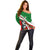 Indigenous Regions of Panama Ngabe-Bugle Off Shoulder Sweater with Harpy Eagle Graphic and Green Red Tribal Pattern 1997 - Wonder Print Shop