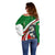 Indigenous Regions of Panama Ngabe-Bugle Off Shoulder Sweater with Harpy Eagle Graphic and Green Red Tribal Pattern 1997 - Wonder Print Shop