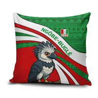 Indigenous Regions of Panama Ngabe-Bugle Pillow Cover with Harpy Eagle Graphic and Green Red Tribal Pattern 1997 - Wonder Print Shop