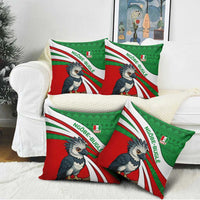 Indigenous Regions of Panama Ngabe-Bugle Pillow Cover with Harpy Eagle Graphic and Green Red Tribal Pattern 1997 - Wonder Print Shop