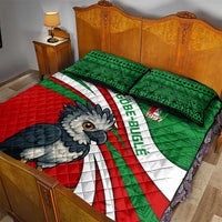 Indigenous Regions of Panama Ngabe-Bugle Quilt Bed Set with Harpy Eagle Graphic and Green Red Tribal Pattern 1997 - Wonder Print Shop