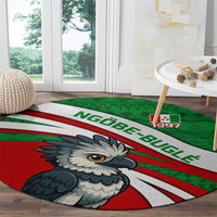 Indigenous Regions of Panama Ngabe-Bugle Round Carpet with Harpy Eagle Graphic and Green Red Tribal Pattern 1997 - Wonder Print Shop