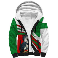 Indigenous Regions of Panama Ngabe-Bugle Sherpa Hoodie with Harpy Eagle Graphic and Green Red Tribal Pattern 1997 - Wonder Print Shop