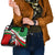 Indigenous Regions of Panama Ngabe-Bugle Shoulder Handbag with Harpy Eagle Graphic and Green Red Tribal Pattern 1997 - Wonder Print Shop