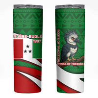 Indigenous Regions of Panama Ngabe-Bugle Skinny Tumbler with Harpy Eagle Graphic and Green Red Tribal Pattern 1997 - Wonder Print Shop