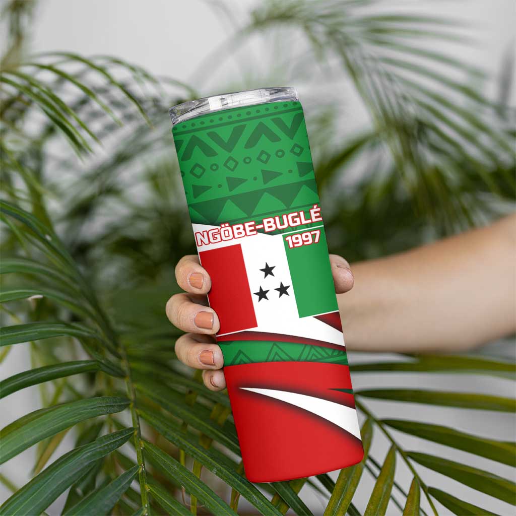 Indigenous Regions of Panama Ngabe-Bugle Skinny Tumbler with Harpy Eagle Graphic and Green Red Tribal Pattern 1997 - Wonder Print Shop