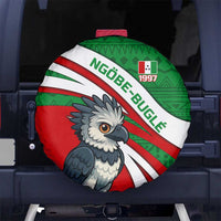 Indigenous Regions of Panama Ngabe-Bugle Spare Tire Cover with Harpy Eagle Graphic and Green Red Tribal Pattern 1997 - Wonder Print Shop