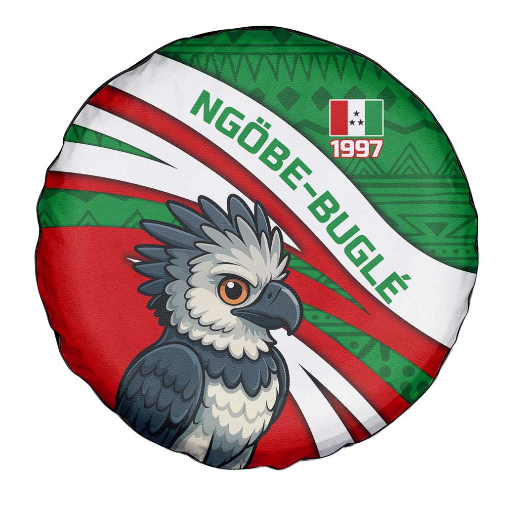 Indigenous Regions of Panama Ngabe-Bugle Spare Tire Cover with Harpy Eagle Graphic and Green Red Tribal Pattern 1997 - Wonder Print Shop