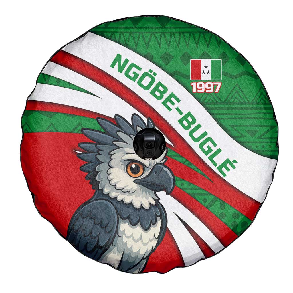 Indigenous Regions of Panama Ngabe-Bugle Spare Tire Cover with Harpy Eagle Graphic and Green Red Tribal Pattern 1997 - Wonder Print Shop