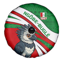 Indigenous Regions of Panama Ngabe-Bugle Spare Tire Cover with Harpy Eagle Graphic and Green Red Tribal Pattern 1997 - Wonder Print Shop