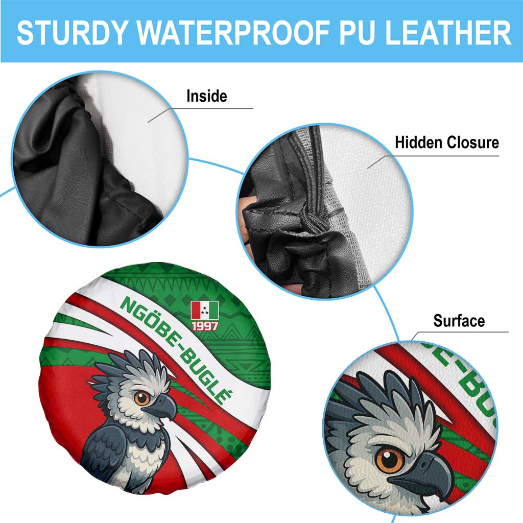 Indigenous Regions of Panama Ngabe-Bugle Spare Tire Cover with Harpy Eagle Graphic and Green Red Tribal Pattern 1997 - Wonder Print Shop