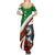 Indigenous Regions of Panama Ngabe-Bugle Summer Maxi Dress with Harpy Eagle Graphic and Green Red Tribal Pattern 1997 - Wonder Print Shop