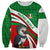 Indigenous Regions of Panama Ngabe-Bugle Sweatshirt with Harpy Eagle Graphic and Green Red Tribal Pattern 1997 - Wonder Print Shop