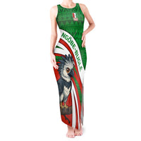 Indigenous Regions of Panama Ngabe-Bugle Tank Maxi Dress with Harpy Eagle Graphic and Green Red Tribal Pattern 1997 - Wonder Print Shop
