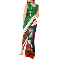 Indigenous Regions of Panama Ngabe-Bugle Tank Maxi Dress with Harpy Eagle Graphic and Green Red Tribal Pattern 1997 - Wonder Print Shop