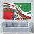 Indigenous Regions of Panama Ngabe-Bugle Tapestry with Harpy Eagle Graphic and Green Red Tribal Pattern 1997 - Wonder Print Shop