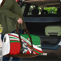 Indigenous Regions of Panama Ngabe-Bugle Travel Bag with Harpy Eagle Graphic and Green Red Tribal Pattern 1997 - Wonder Print Shop