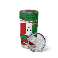 Indigenous Regions of Panama Ngabe-Bugle Tumbler Cup with Harpy Eagle Graphic and Green Red Tribal Pattern 1997 - Wonder Print Shop