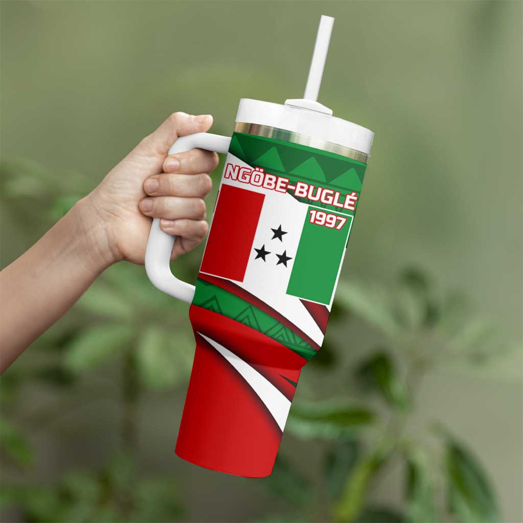 Indigenous Regions of Panama Ngabe-Bugle Tumbler With Handle with Harpy Eagle Graphic and Green Red Tribal Pattern 1997 - Wonder Print Shop