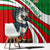 Indigenous Regions of Panama Ngabe-Bugle Window Curtain with Harpy Eagle Graphic and Green Red Tribal Pattern 1997 - Wonder Print Shop