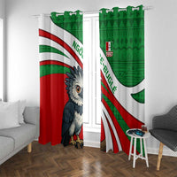 Indigenous Regions of Panama Ngabe-Bugle Window Curtain with Harpy Eagle Graphic and Green Red Tribal Pattern 1997 - Wonder Print Shop