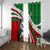 Indigenous Regions of Panama Ngabe-Bugle Window Curtain with Harpy Eagle Graphic and Green Red Tribal Pattern 1997 - Wonder Print Shop