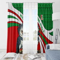 Indigenous Regions of Panama Ngabe-Bugle Window Curtain with Harpy Eagle Graphic and Green Red Tribal Pattern 1997 - Wonder Print Shop