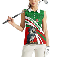 Indigenous Regions of Panama Ngabe-Bugle Women Sleeveless Polo Shirt with Harpy Eagle Graphic and Green Red Tribal Pattern 1997 - Wonder Print Shop