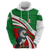 Indigenous Regions of Panama Ngabe-Bugle Zip Hoodie with Harpy Eagle Graphic and Green Red Tribal Pattern 1997 - Wonder Print Shop