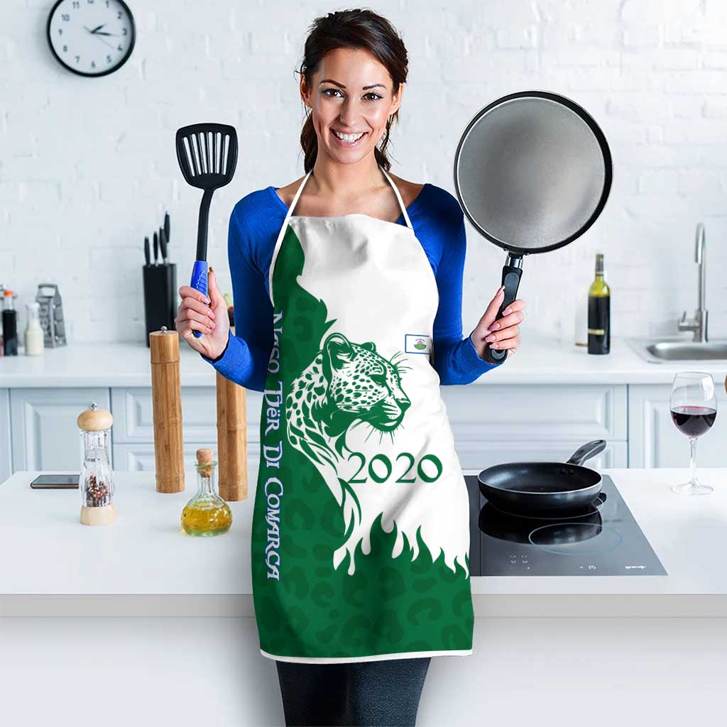 Indigenous Regions of Panama Naso Tjer Di Comarca Apron with Jaguar Graphic and Green White Territory and Life 2020 - Wonder Print Shop