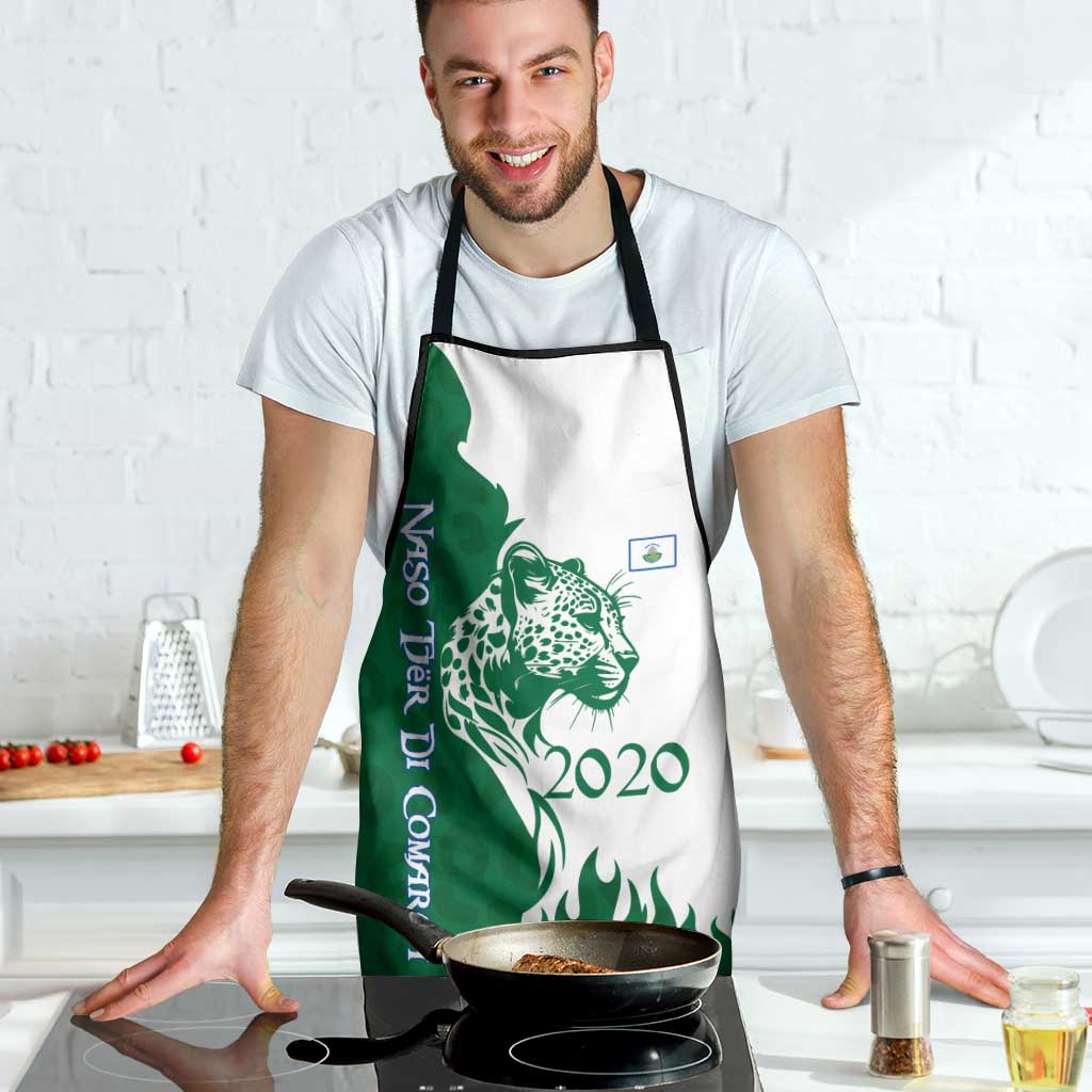 Indigenous Regions of Panama Naso Tjer Di Comarca Apron with Jaguar Graphic and Green White Territory and Life 2020 - Wonder Print Shop