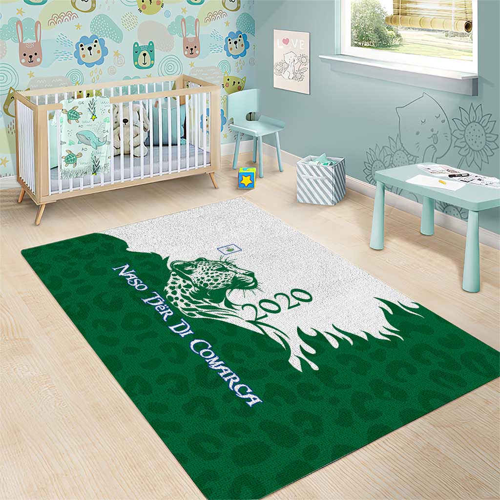 Indigenous Regions of Panama Naso Tjer Di Comarca Area Rug with Jaguar Graphic and Green White Territory and Life 2020 - Wonder Print Shop