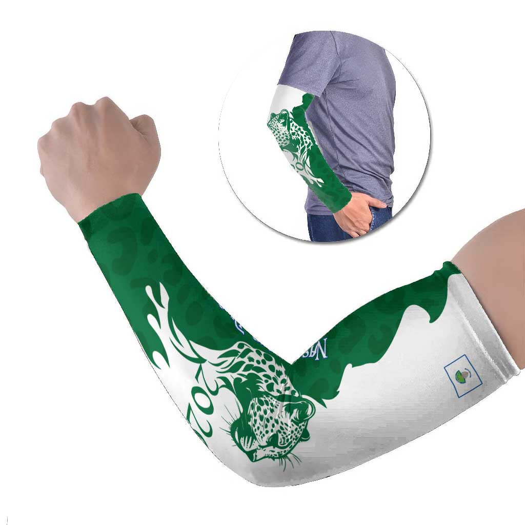 Indigenous Regions of Panama Naso Tjer Di Comarca Arm Sleeves with Jaguar Graphic and Green White Territory and Life 2020 - Wonder Print Shop