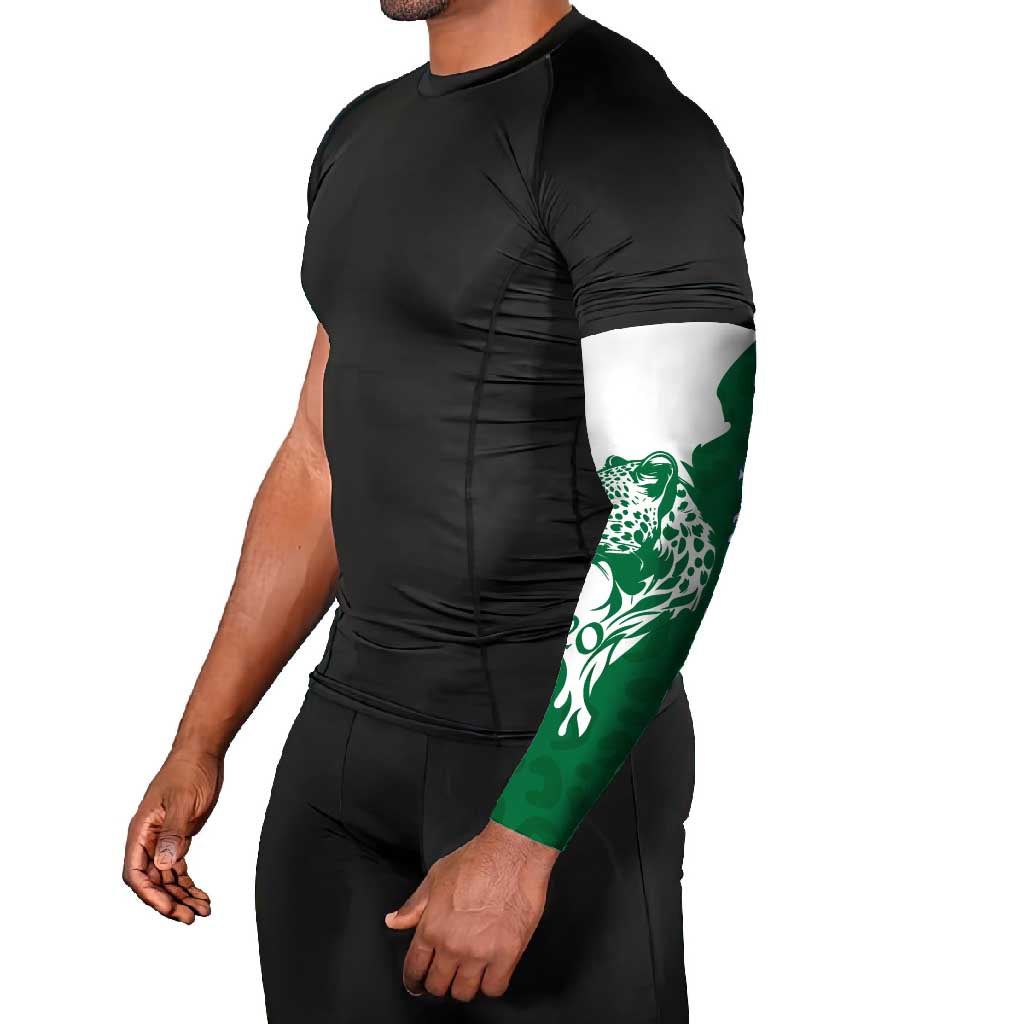 Indigenous Regions of Panama Naso Tjer Di Comarca Arm Sleeves with Jaguar Graphic and Green White Territory and Life 2020 - Wonder Print Shop